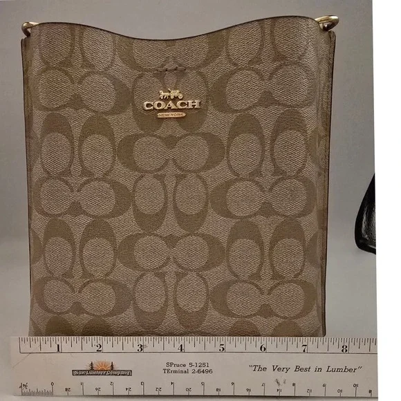 Coach Mollie Bucket Bag 22 Signature Canvas Khaki Chalk Crossbody CA582 - Picture 9 of 11